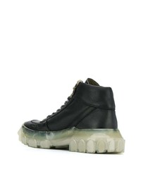 schwarze hohe Sneakers aus Leder von Rick Owens