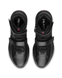 schwarze hohe Sneakers aus Leder von Prada