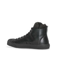 schwarze hohe Sneakers aus Leder von Burberry