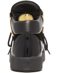 schwarze hohe Sneakers aus Leder von Giuseppe Zanotti