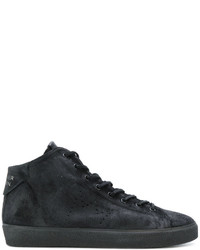 schwarze hohe Sneakers aus Leder von Leather Crown