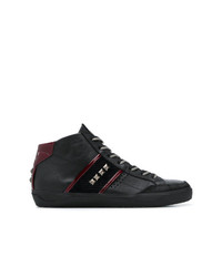 schwarze hohe Sneakers aus Leder von Leather Crown