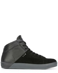 schwarze hohe Sneakers aus Leder von Leather Crown