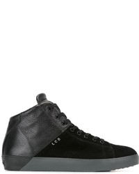 schwarze hohe Sneakers aus Leder von Leather Crown