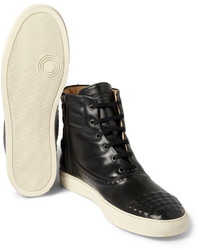 schwarze hohe Sneakers aus Leder von Alexander McQueen