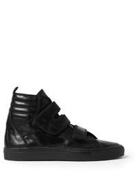 schwarze hohe Sneakers aus Leder von Raf Simons