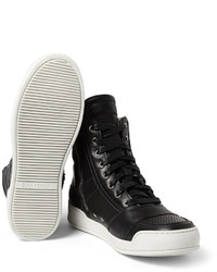 schwarze hohe Sneakers aus Leder von Balmain