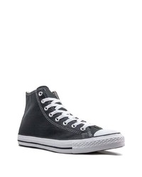 schwarze hohe Sneakers aus Leder von Converse