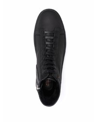 schwarze hohe Sneakers aus Leder von Santoni