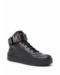 schwarze hohe Sneakers aus Leder von Moschino