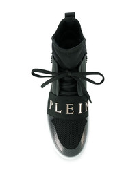 schwarze hohe Sneakers aus Leder von Philipp Plein