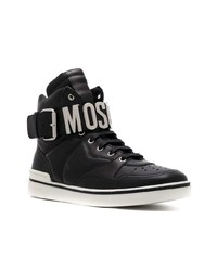 schwarze hohe Sneakers aus Leder von Moschino