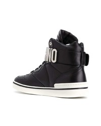 schwarze hohe Sneakers aus Leder von Moschino