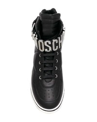 schwarze hohe Sneakers aus Leder von Moschino