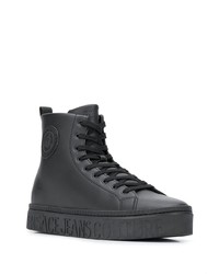 schwarze hohe Sneakers aus Leder von VERSACE JEANS COUTURE