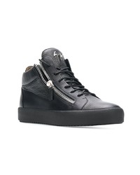 schwarze hohe Sneakers aus Leder von Giuseppe Zanotti Design