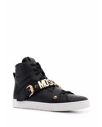 schwarze hohe Sneakers aus Leder von Moschino