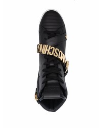 schwarze hohe Sneakers aus Leder von Moschino