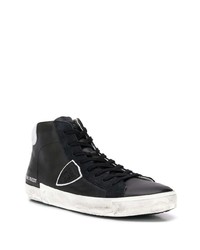 schwarze hohe Sneakers aus Leder von Philippe Model Paris