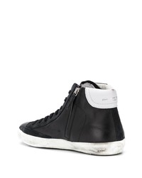 schwarze hohe Sneakers aus Leder von Philippe Model Paris