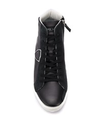 schwarze hohe Sneakers aus Leder von Philippe Model Paris