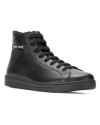 schwarze hohe Sneakers aus Leder von Prada