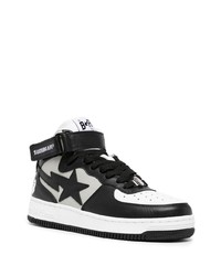 schwarze hohe Sneakers aus Leder von A Bathing Ape