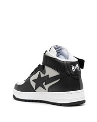 schwarze hohe Sneakers aus Leder von A Bathing Ape