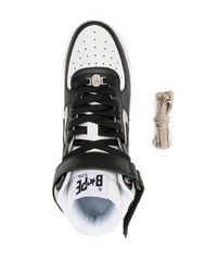 schwarze hohe Sneakers aus Leder von A Bathing Ape