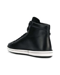 schwarze hohe Sneakers aus Leder von Prada