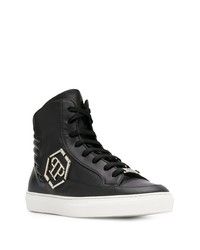 schwarze hohe Sneakers aus Leder von Philipp Plein