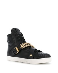 schwarze hohe Sneakers aus Leder von Moschino