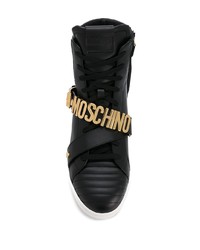 schwarze hohe Sneakers aus Leder von Moschino