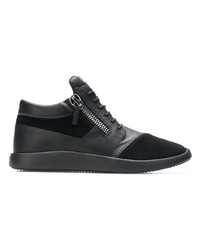 schwarze hohe Sneakers aus Leder von Giuseppe Zanotti Design