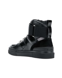 schwarze hohe Sneakers aus Leder von Balmain