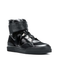 schwarze hohe Sneakers aus Leder von Balmain