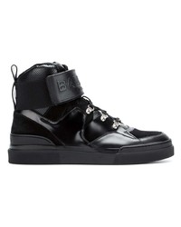 schwarze hohe Sneakers aus Leder von Balmain