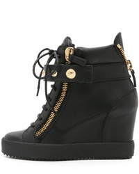 schwarze hohe Sneakers aus Leder von Giuseppe Zanotti