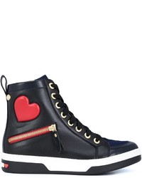 schwarze hohe Sneakers aus Leder von Love Moschino