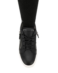 schwarze hohe Sneakers aus Leder von Giuseppe Zanotti Design