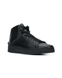 schwarze hohe Sneakers aus Leder von Versace