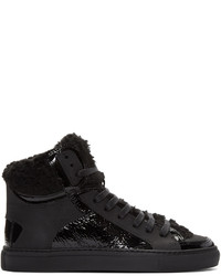schwarze hohe Sneakers aus Leder von MM6 MAISON MARGIELA