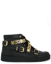 schwarze hohe Sneakers aus Leder von Moschino