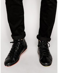 schwarze hohe Sneakers aus Leder von N.