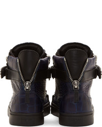 schwarze hohe Sneakers aus Leder von Giuseppe Zanotti