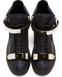 schwarze hohe Sneakers aus Leder von Giuseppe Zanotti