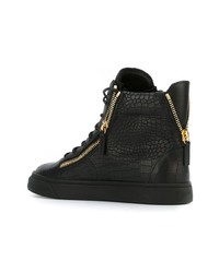 schwarze hohe Sneakers aus Leder von Giuseppe Zanotti Design