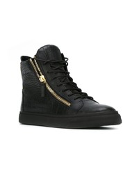 schwarze hohe Sneakers aus Leder von Giuseppe Zanotti Design