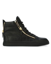 schwarze hohe Sneakers aus Leder von Giuseppe Zanotti Design