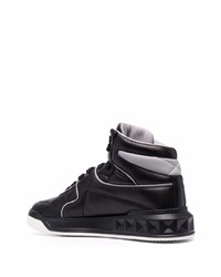 schwarze hohe Sneakers aus Leder von Valentino Garavani